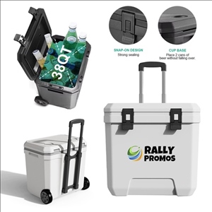38QT Portable Handle & Wheel Camping Picnic Cooler Box